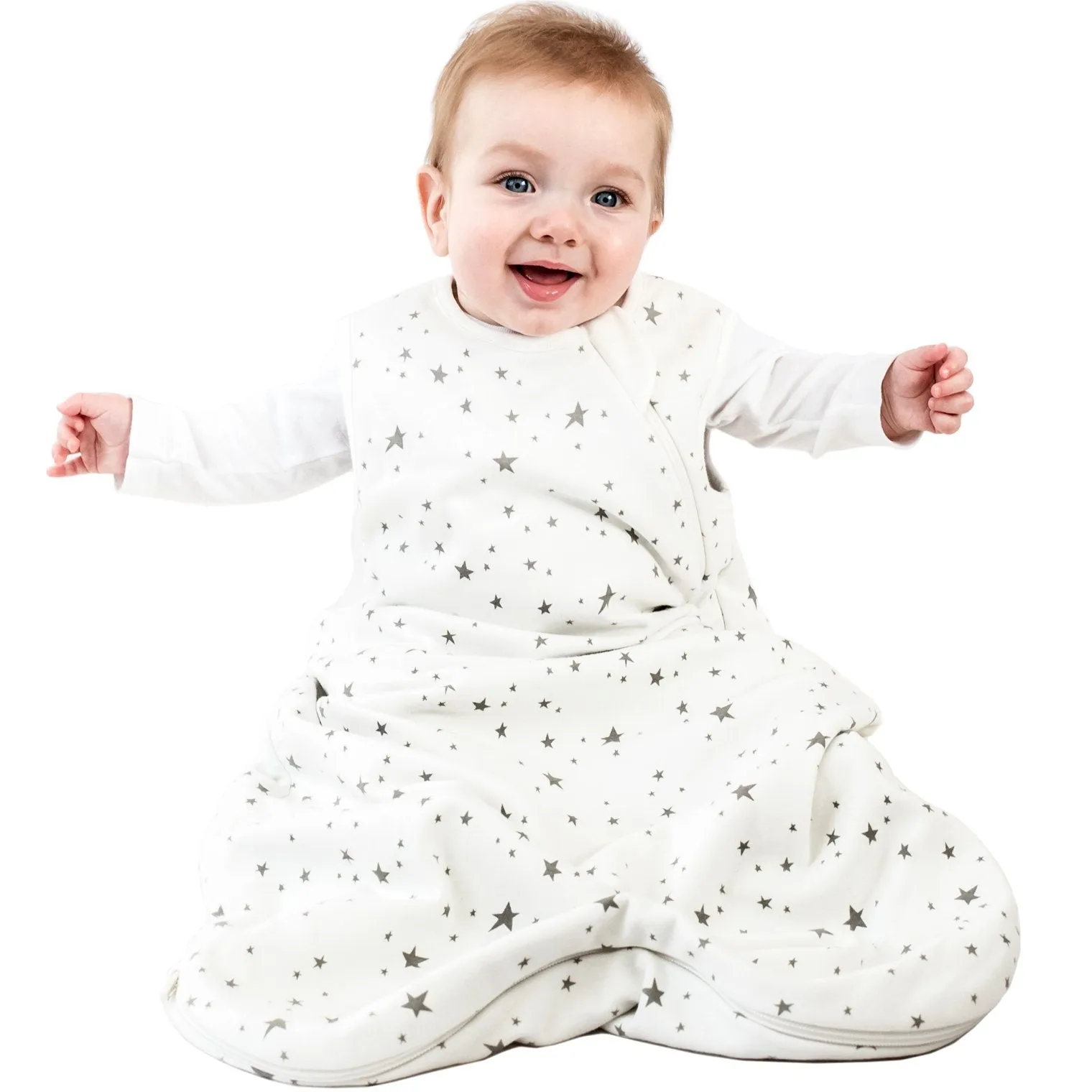 4 Season Basic Baby Sleeping Bag, Merino Wool & Organic Cotton, Star White