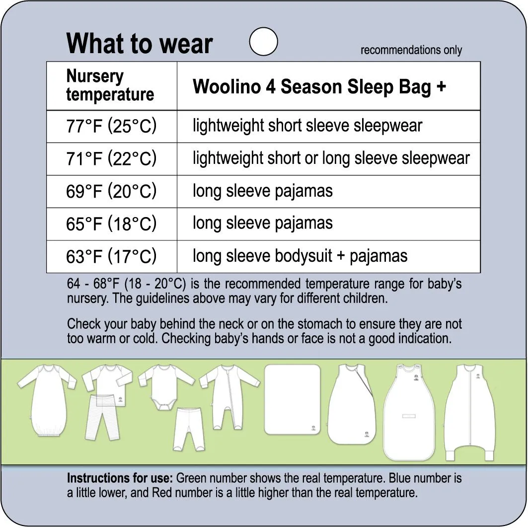 4 Season Basic Baby Sleeping Bag, Merino Wool & Organic Cotton, Star White