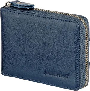 Admetus Men's Zipper Wallet Leather Bifold Wallets Slim RFID Blocking Zip Around Credit Card Holder Compact Small Wallet