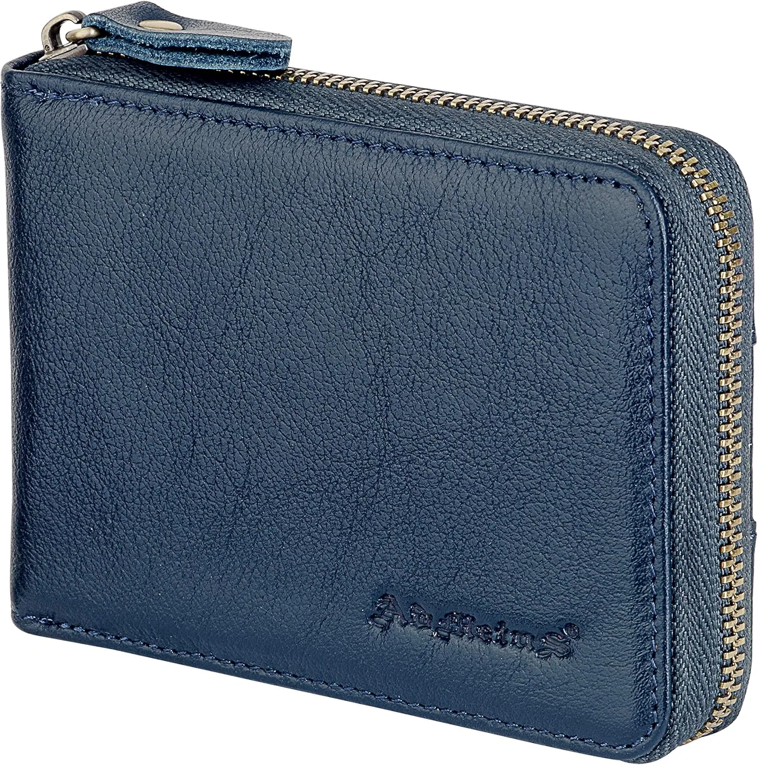 Admetus Men's Zipper Wallet Leather Bifold Wallets Slim RFID Blocking Zip Around Credit Card Holder Compact Small Wallet