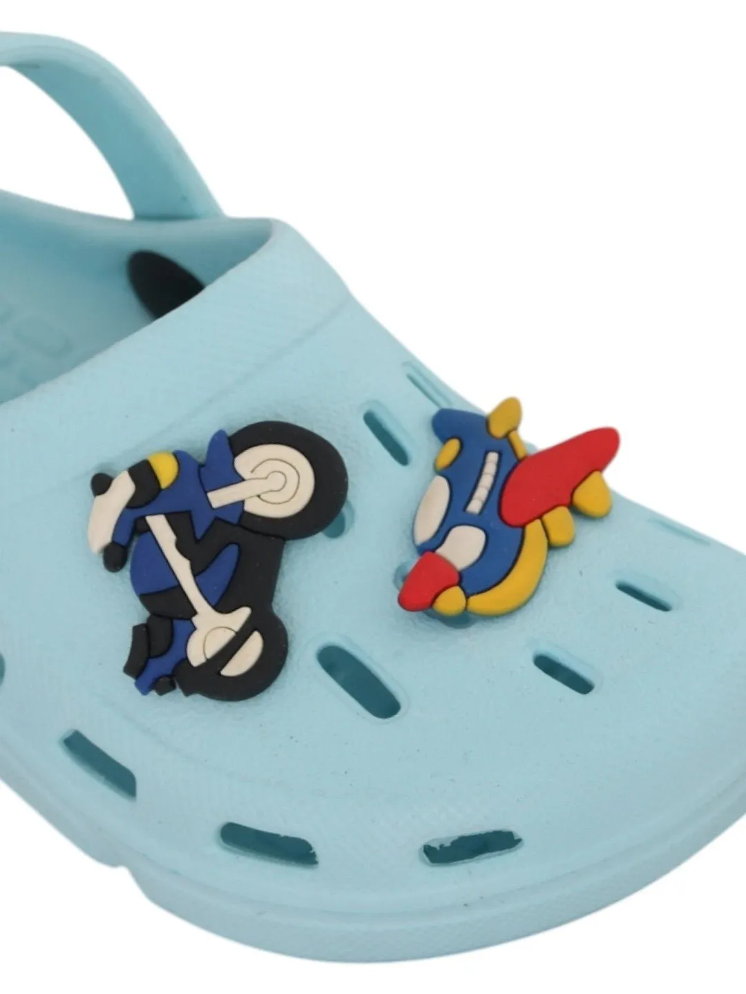 Airplane and Bike-Themed Clogs with Fun Cartoon Design for Boys