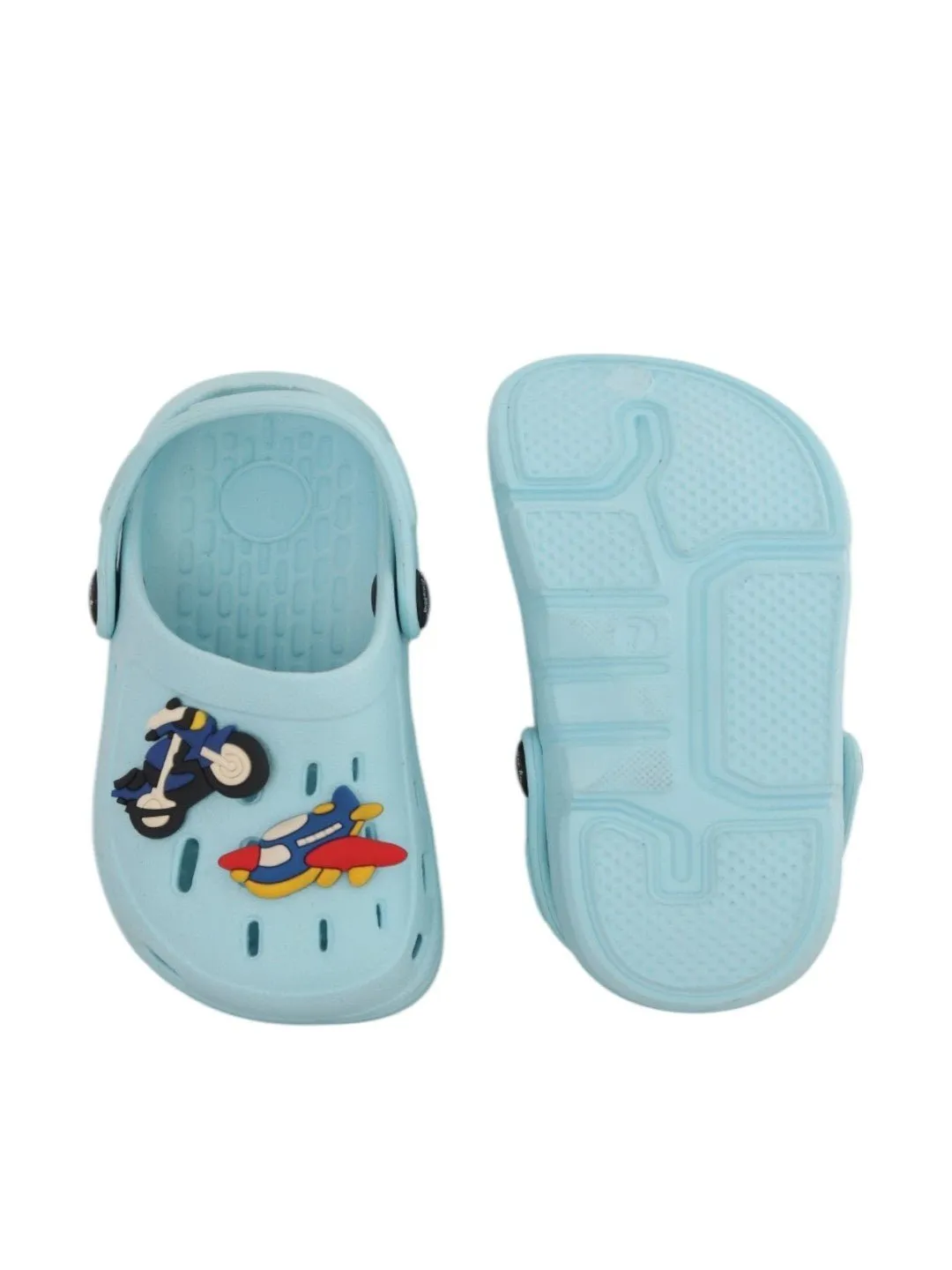 Airplane and Bike-Themed Clogs with Fun Cartoon Design for Boys