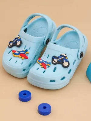 Airplane and Bike-Themed Clogs with Fun Cartoon Design for Boys