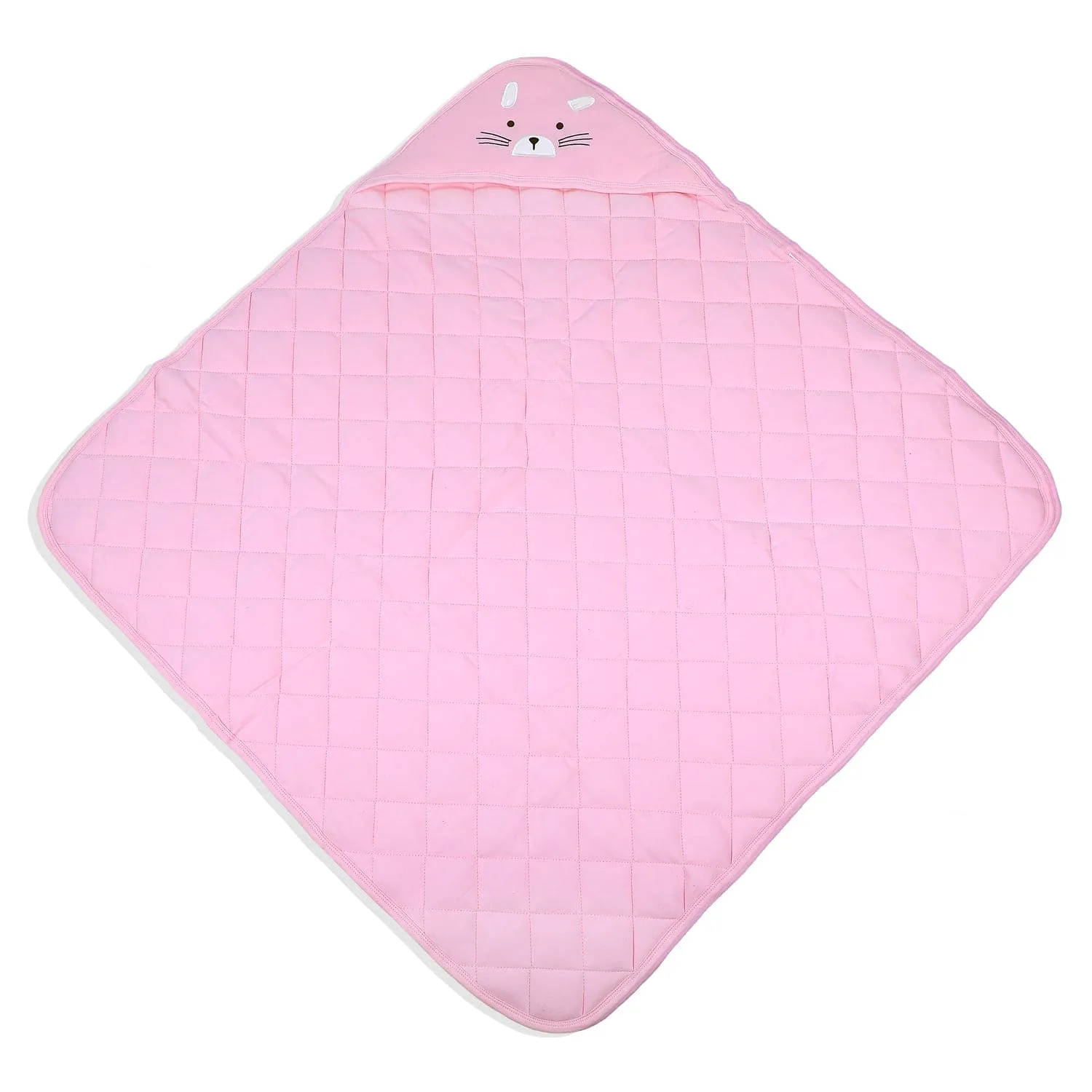 Baby Moo Kitty Warm Hooded Quilted Wrapper - Pink