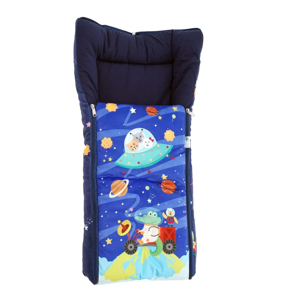 Baby Moo Space Premium Carry Nest Velvet With Hosiery Lining Sleeping Bag - Blue