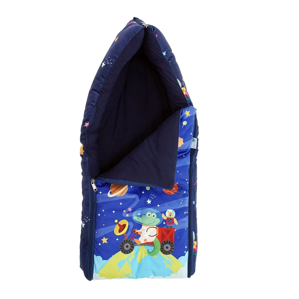 Baby Moo Space Premium Carry Nest Velvet With Hosiery Lining Sleeping Bag - Blue