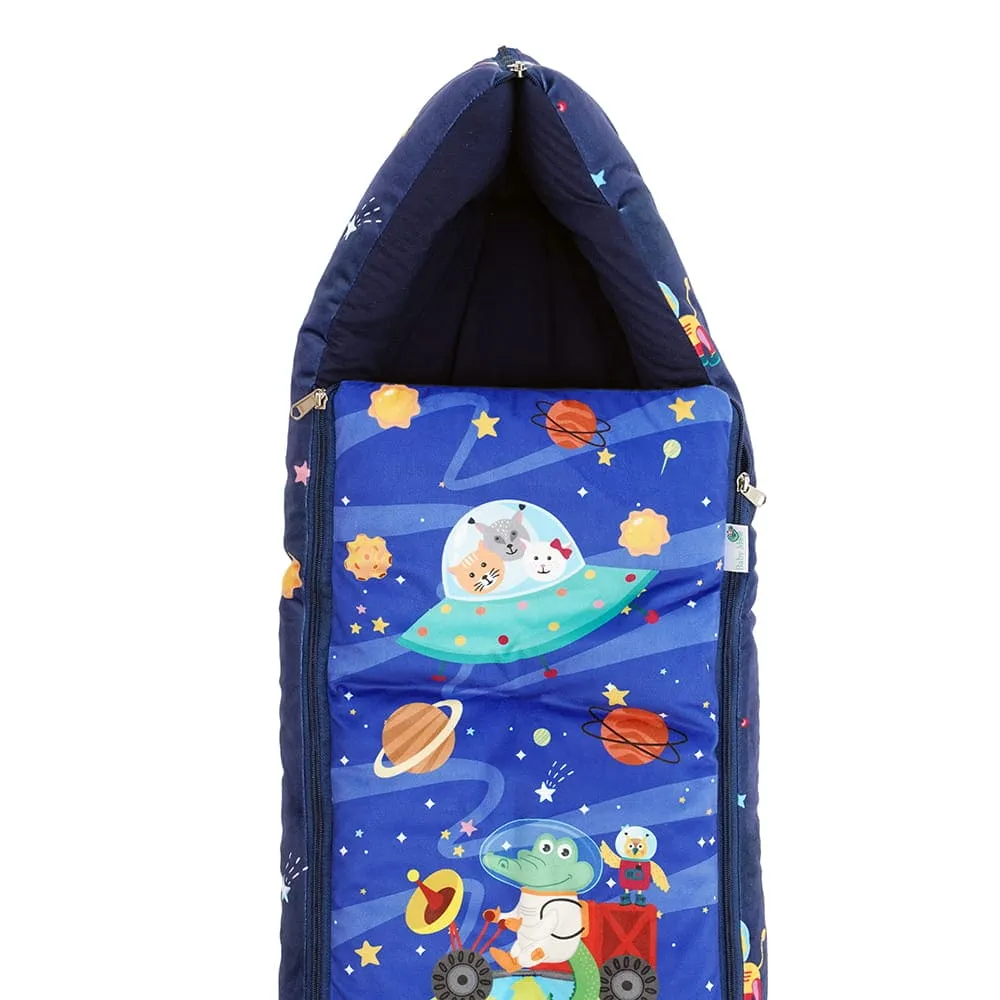 Baby Moo Space Premium Carry Nest Velvet With Hosiery Lining Sleeping Bag - Blue