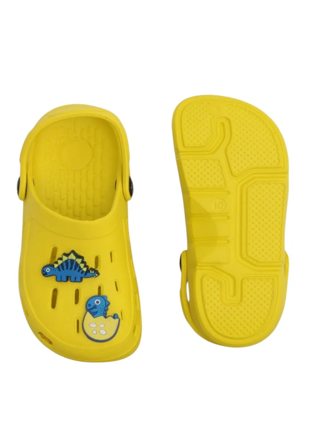 Bright Yellow Boys' Clogs with Fun 3D Dinosaur Charms