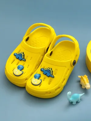 Bright Yellow Boys' Clogs with Fun 3D Dinosaur Charms