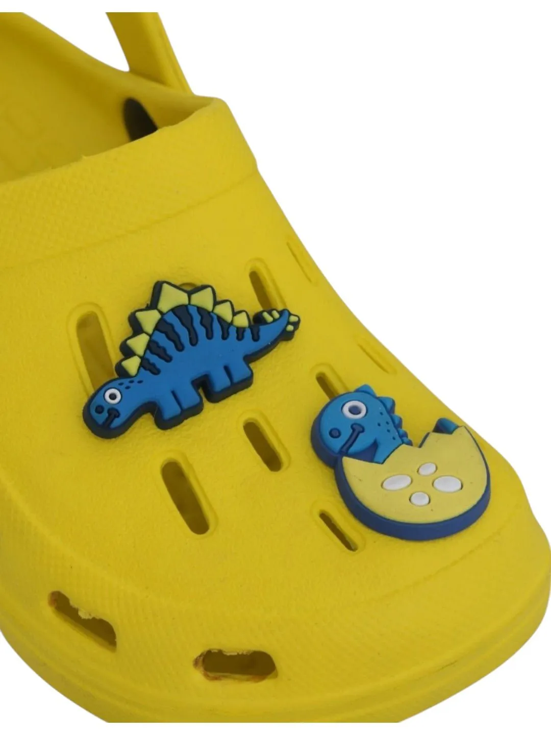 Bright Yellow Boys' Clogs with Fun 3D Dinosaur Charms
