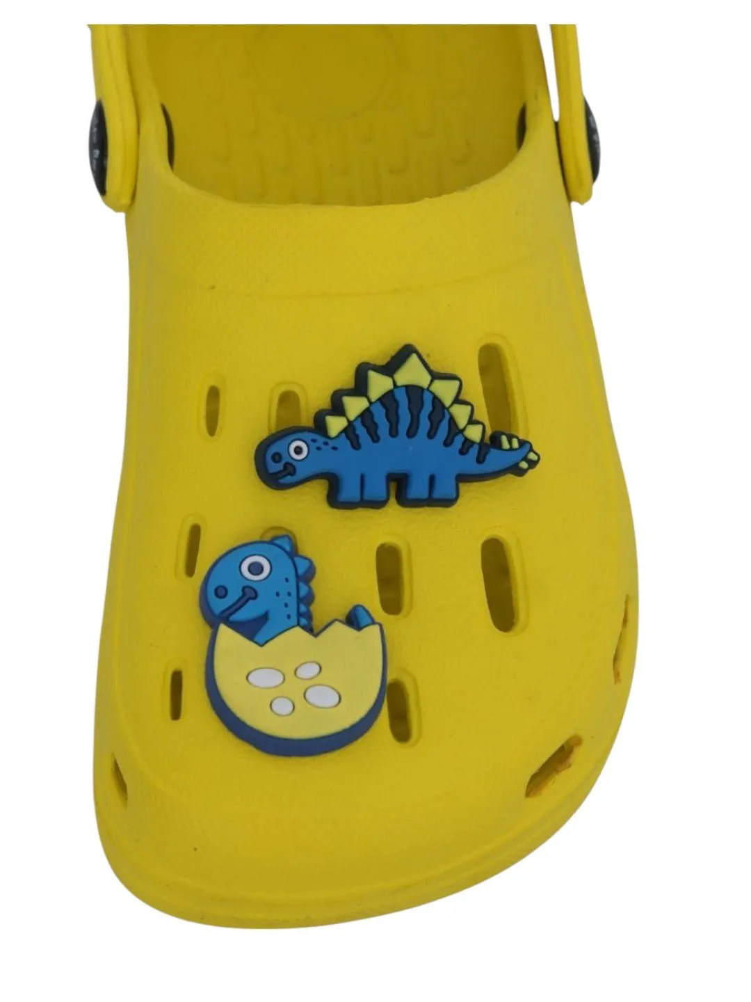 Bright Yellow Boys' Clogs with Fun 3D Dinosaur Charms