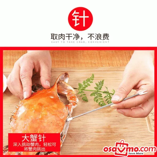 CN Stainless Steel 304 Crab Meat Clip Needle Plicers Spoon 6pcs Set
