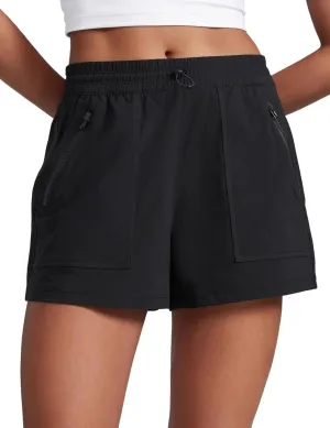 CRZ YOGA Stretch Hiking Shorts for Women 3?? Lightweight Cargo for Athletic Travel Outdoor with Zip Pockets Water Resistance