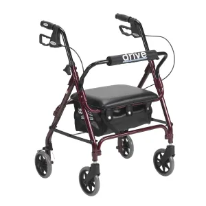 Drive Medical 301psrn Junior Rollator with Padded Seat, Red