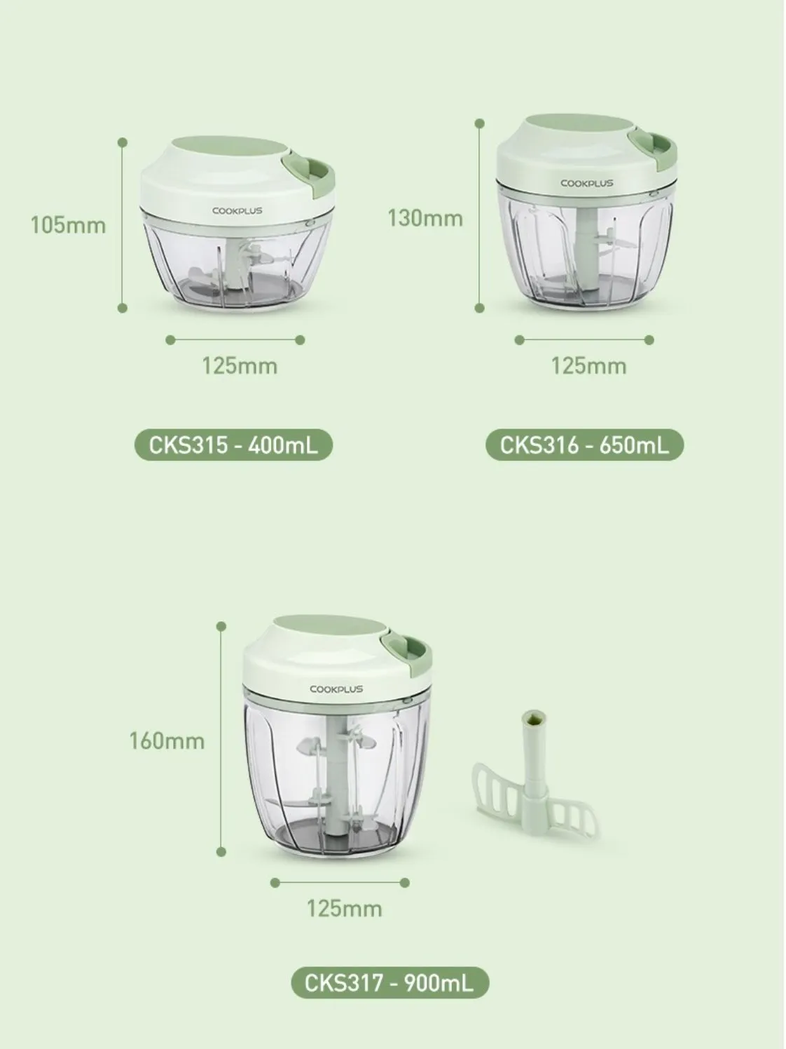 Easy Spin Multifunction 900ml Mint Vegetable Chopper - Effortless Food Preparation