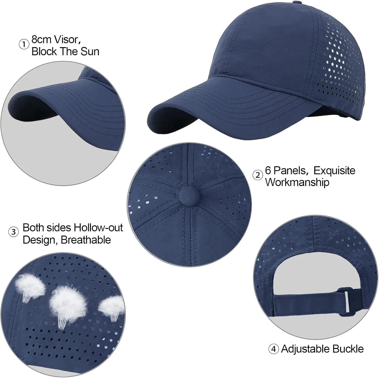 Enwokran Men Quick Dry Sport Baseball Cap, Athletic Fitted Cap Mesh Adjustable Plain Hat Running Trucker Hat for Women
