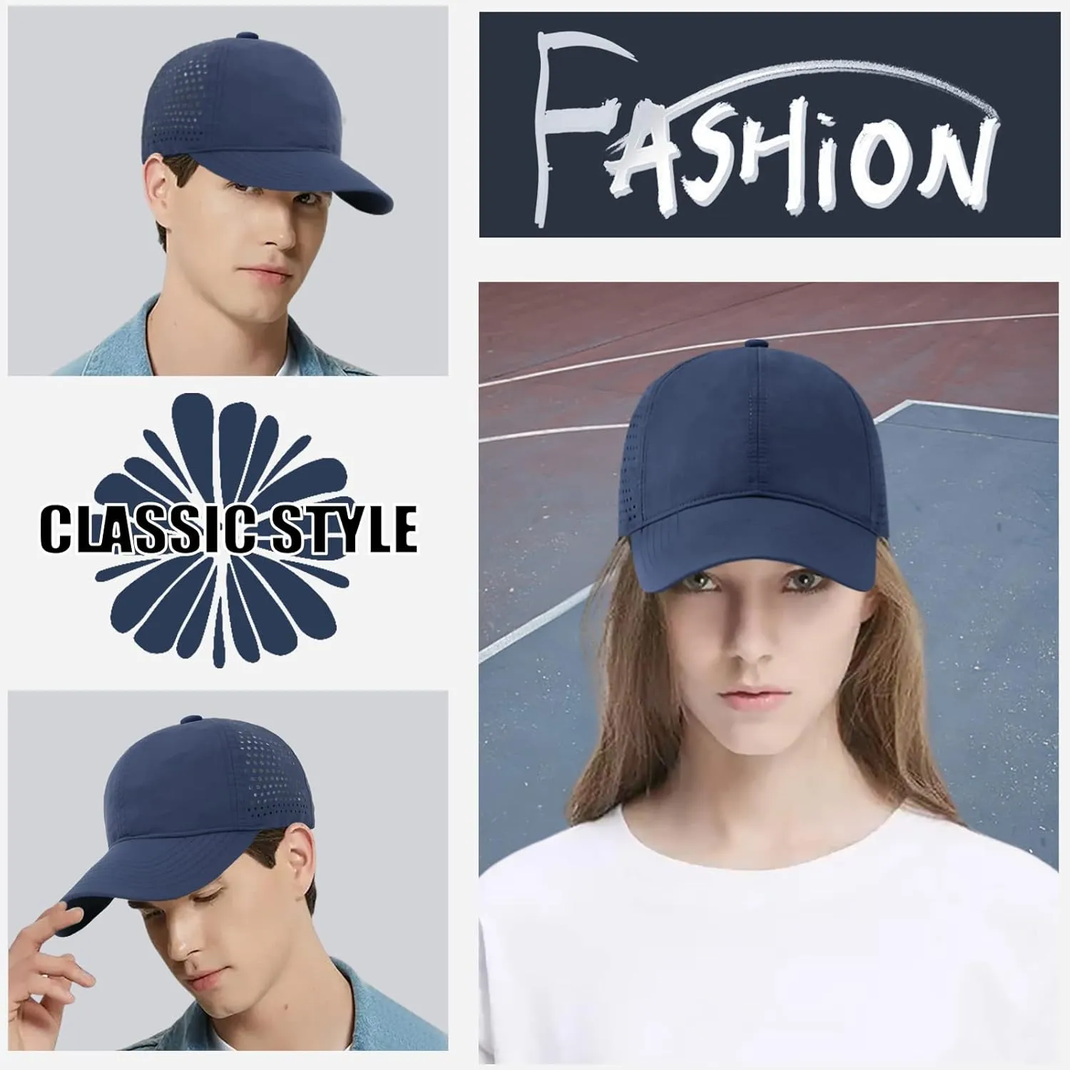 Enwokran Men Quick Dry Sport Baseball Cap, Athletic Fitted Cap Mesh Adjustable Plain Hat Running Trucker Hat for Women