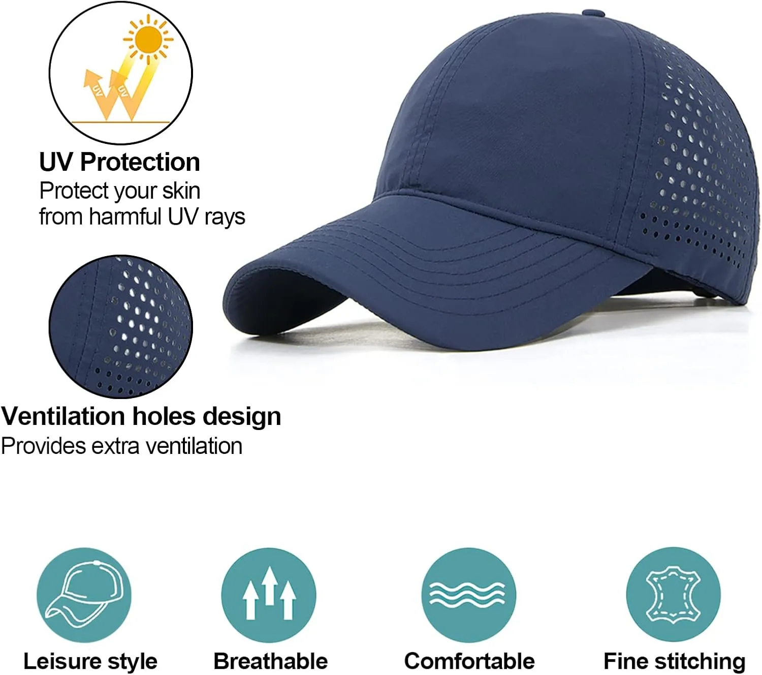 Enwokran Men Quick Dry Sport Baseball Cap, Athletic Fitted Cap Mesh Adjustable Plain Hat Running Trucker Hat for Women