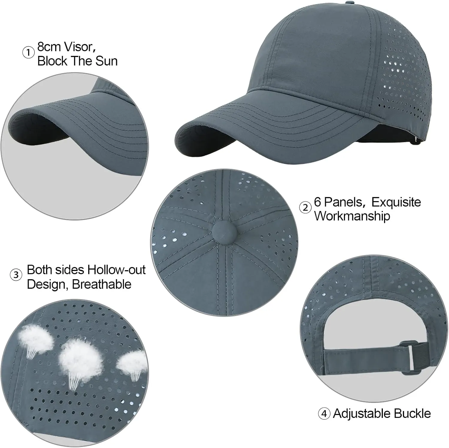 Enwokran Men Quick Dry Sport Baseball Cap, Athletic Fitted Cap Mesh Adjustable Plain Hat Running Trucker Hat for Women