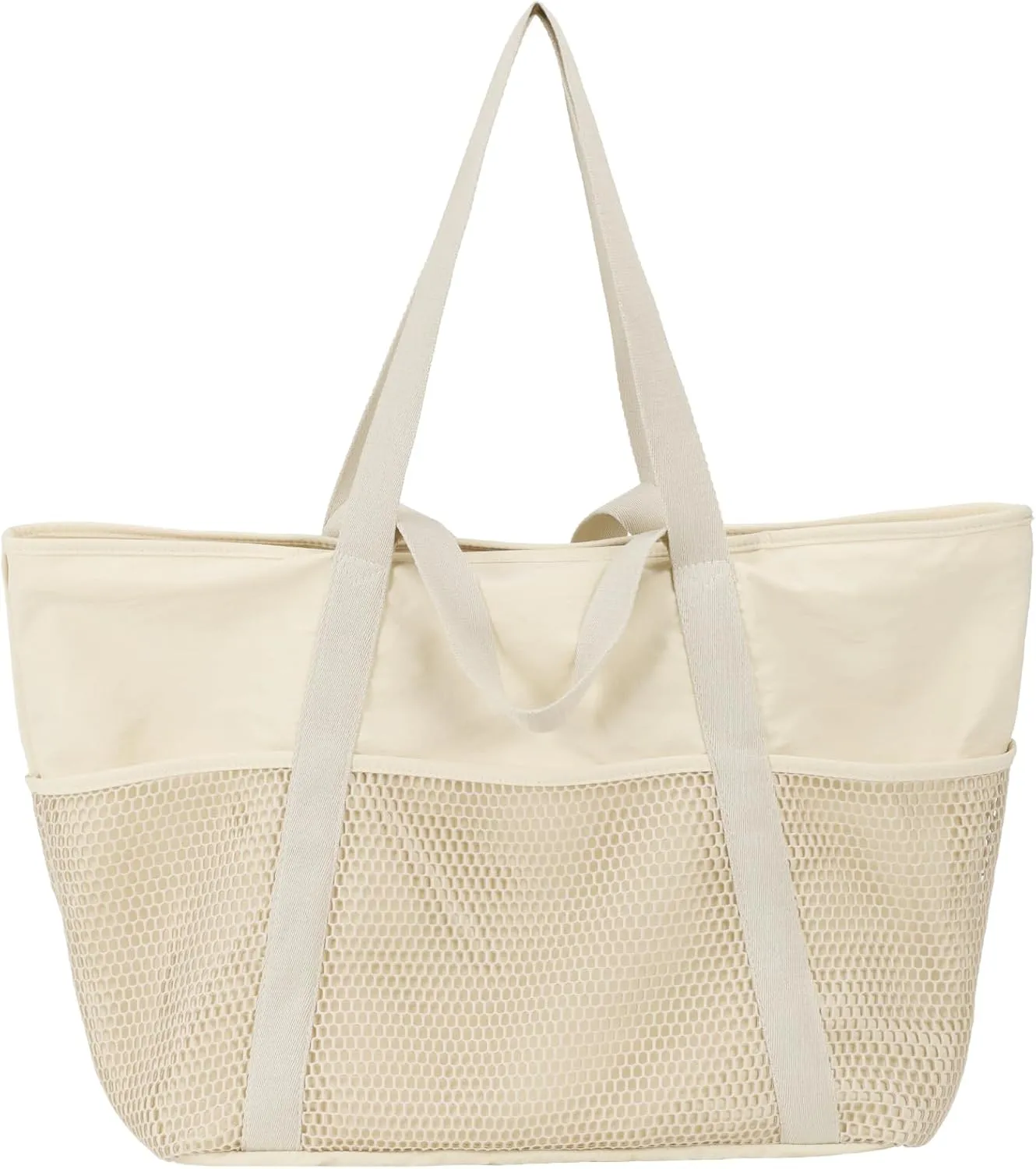 F-color Waterproof Beach Bags for Women - Machine Washable Travel Tote Bag with Zipper Cruise Swim Vacation Essentials