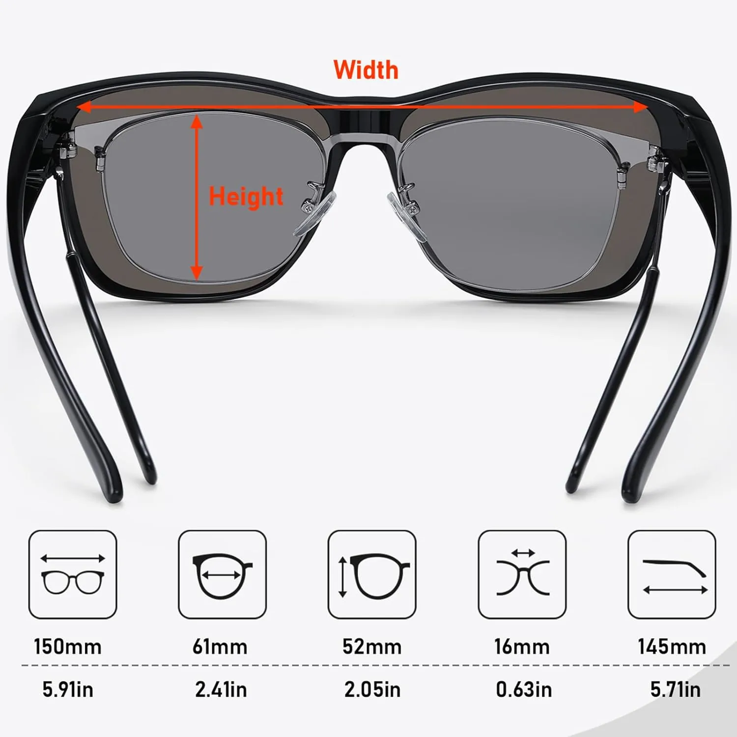 GEGURI Polarized Sunglasses Fit Over Glasses for Men Women, Oversized Square Sun Glasses UV400 Protection Shades