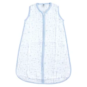 Hudson Baby Muslin Cotton Sleeveless Wearable Sleeping Bag, Sack, Blanket, Blue Stars