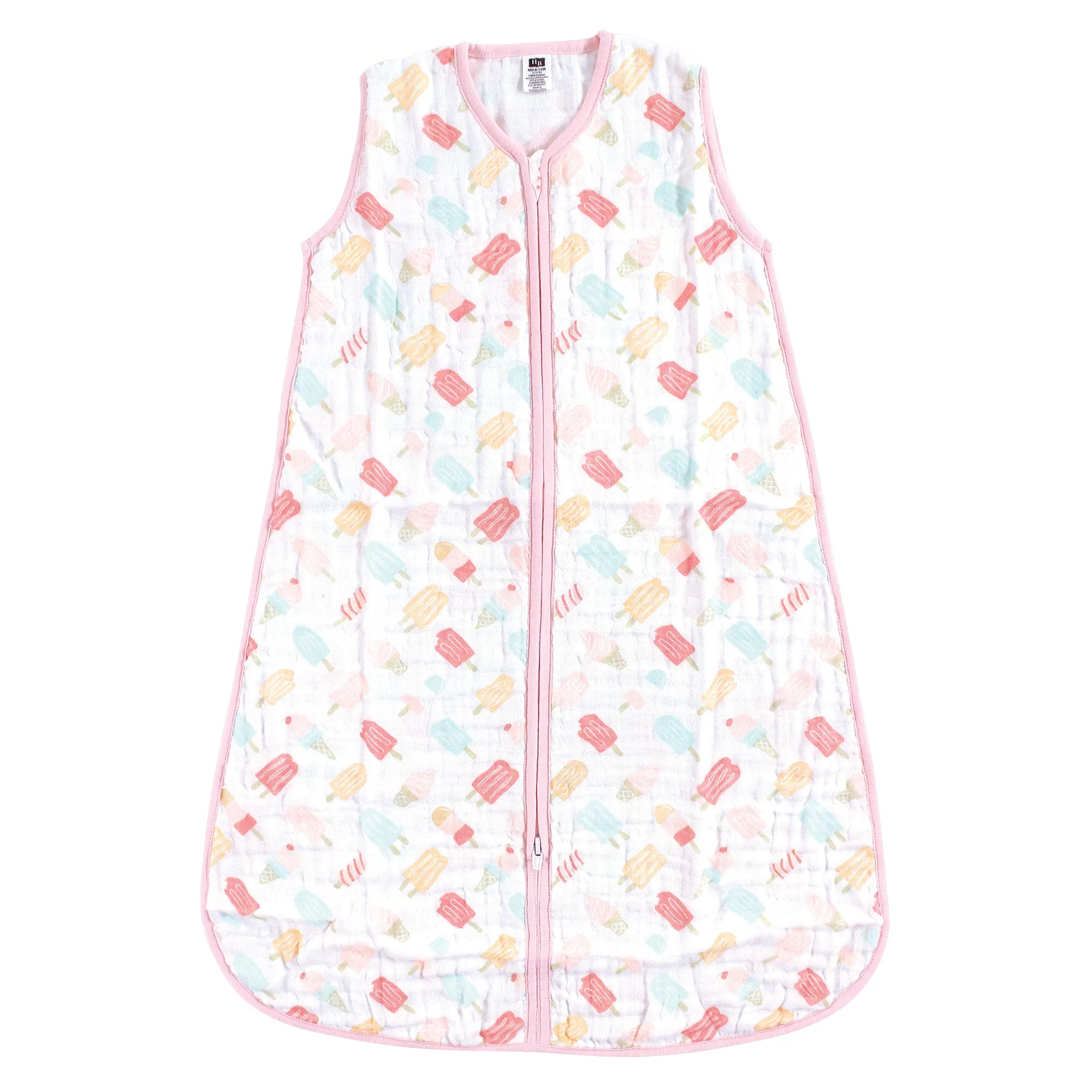 Hudson Baby Muslin Cotton Sleeveless Wearable Sleeping Bag, Sack, Blanket, Ice Cream