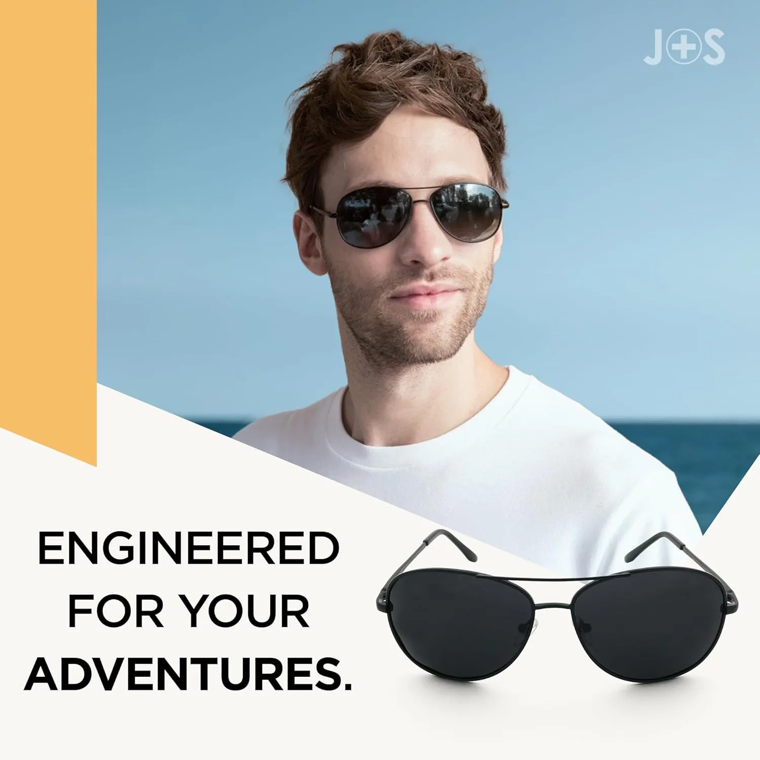 J S Premium Military Style Classic Aviator Sunglasses, Polarized, 100% UV protection for Men Women