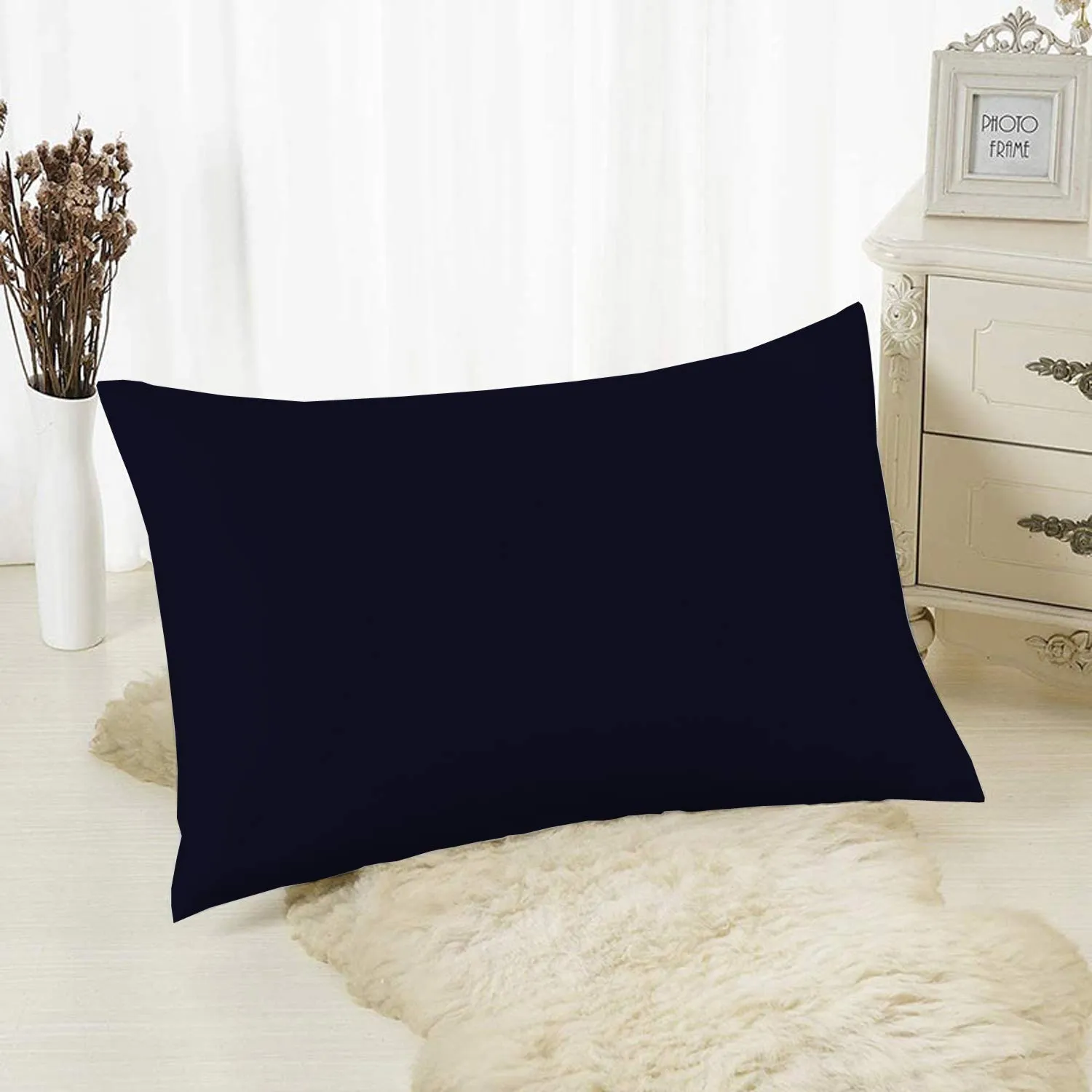Kuber Industries Soft Throw Inserts with Microfiber Filled, Full Back & Lumbar Support Decorative Pillow 16"x24"(Blue)-Pack of 2,Black,F_26_KUBMART016823