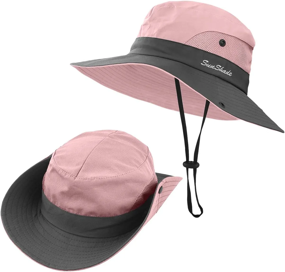 LCZTN Kids Ponytail Sun Hat Wide Brim UV Protection for Girls Beach Bucket Cap