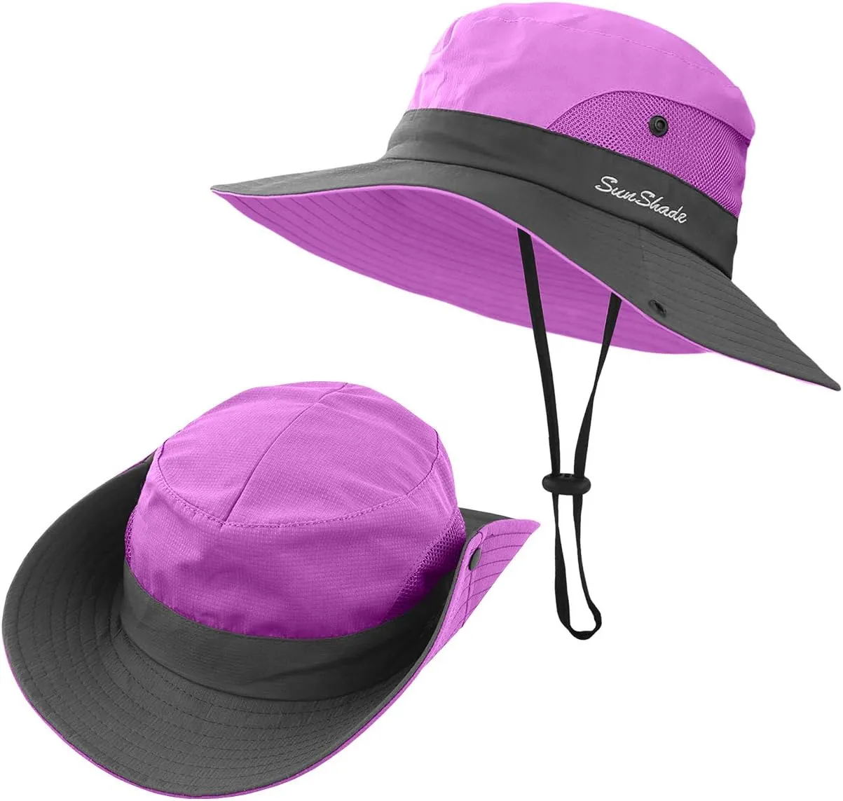 LCZTN Kids Ponytail Sun Hat Wide Brim UV Protection for Girls Beach Bucket Cap
