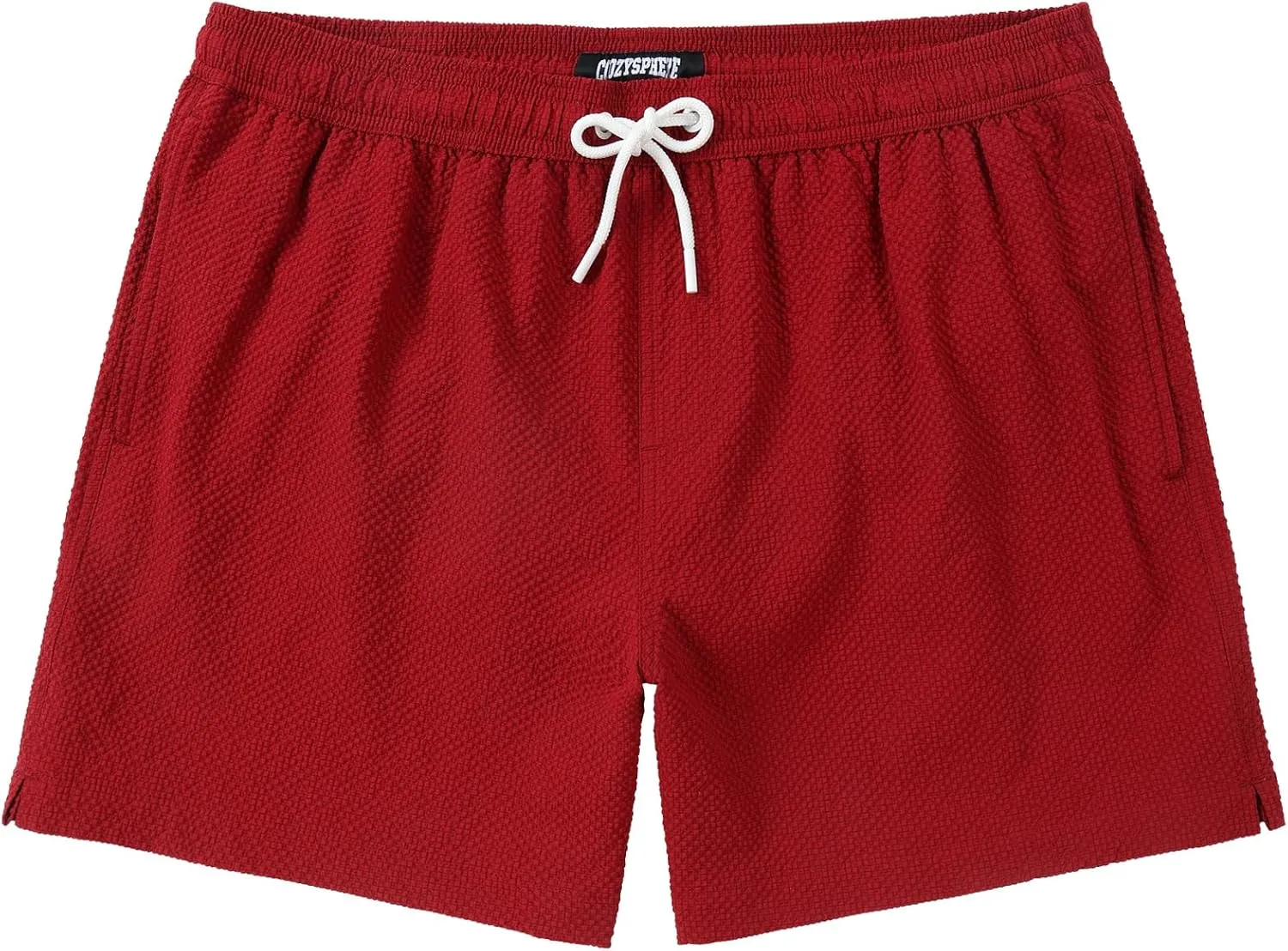 Men's Swim Shorts 5 inch Seersucker Swimming Trunks for Men Beach Shorts
