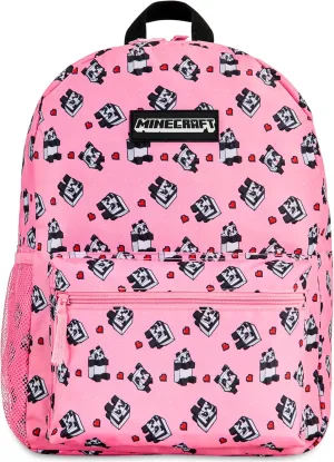 Minecraft Backpack for Boys Kids Teens Adjustable Straps Front Pocket Daypack Backpacks for Sports Gym School Gamer Gifts (Pink)