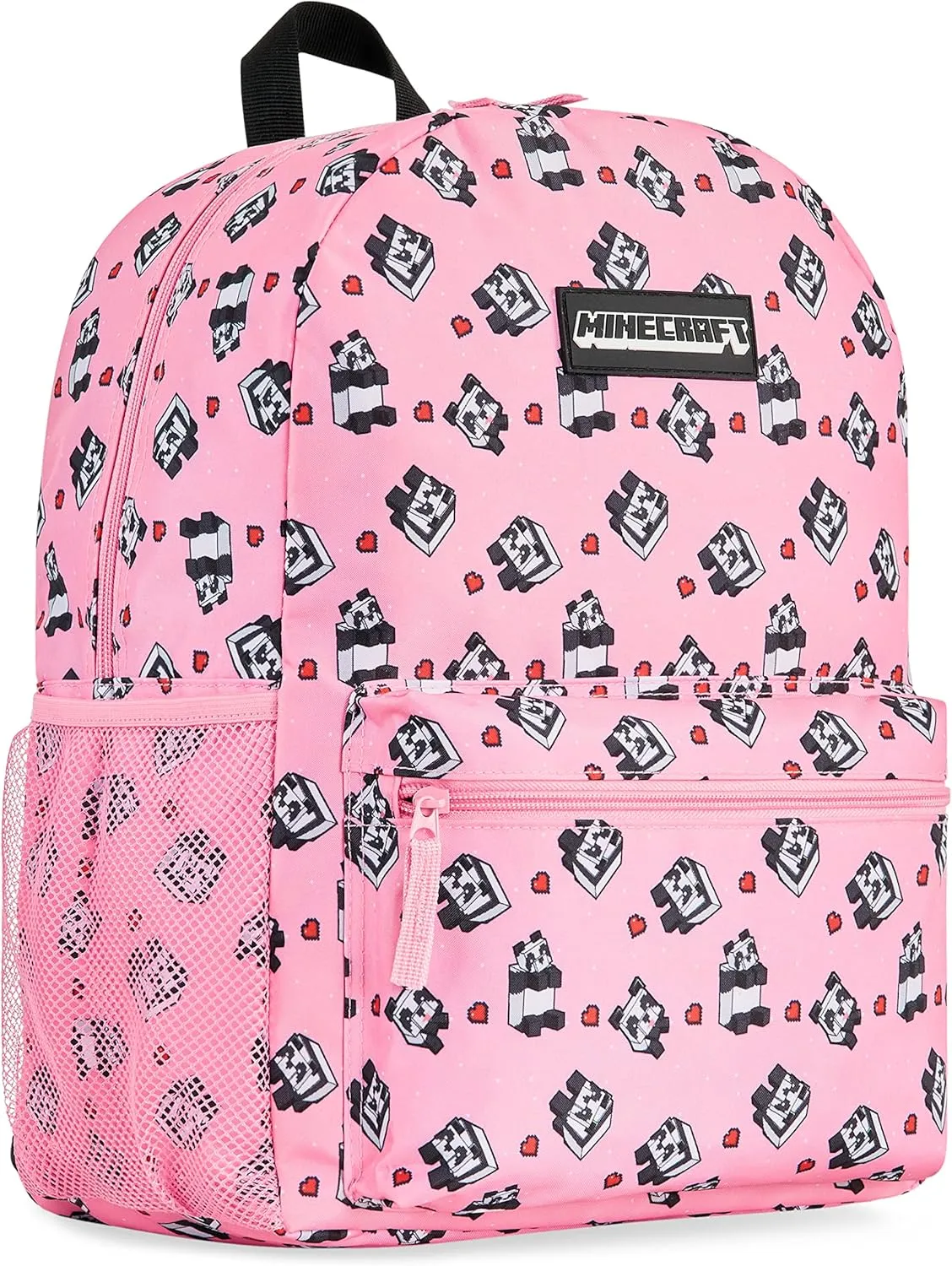 Minecraft Backpack for Boys Kids Teens Adjustable Straps Front Pocket Daypack Backpacks for Sports Gym School Gamer Gifts (Pink)