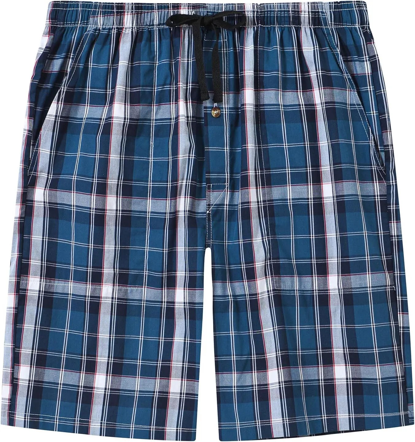 MoFiz Men's Sleepwear Shorts Pajama Bottom Lounge Short Plaid Button Open Fly 3Pack