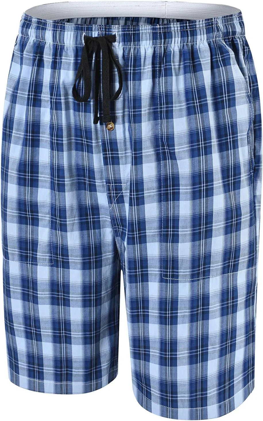 MoFiz Men's Sleepwear Shorts Pajama Bottom Lounge Short Plaid Button Open Fly 3Pack