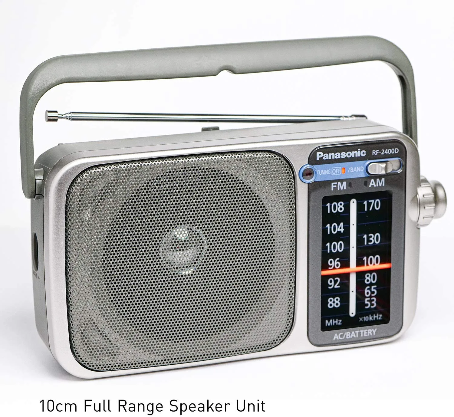 Panasonic Portable AM / FM Radio Silver   4x AA Batteries With Charger   Cloth Bundle