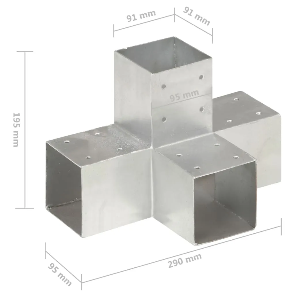Post Connector X Shape Galvanised Metal 91x91 mm