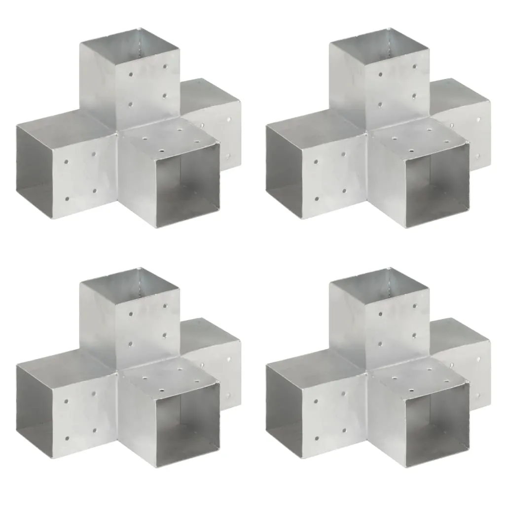 Post Connectors 4 pcs X Shape Galvanised Metal 101x101 mm