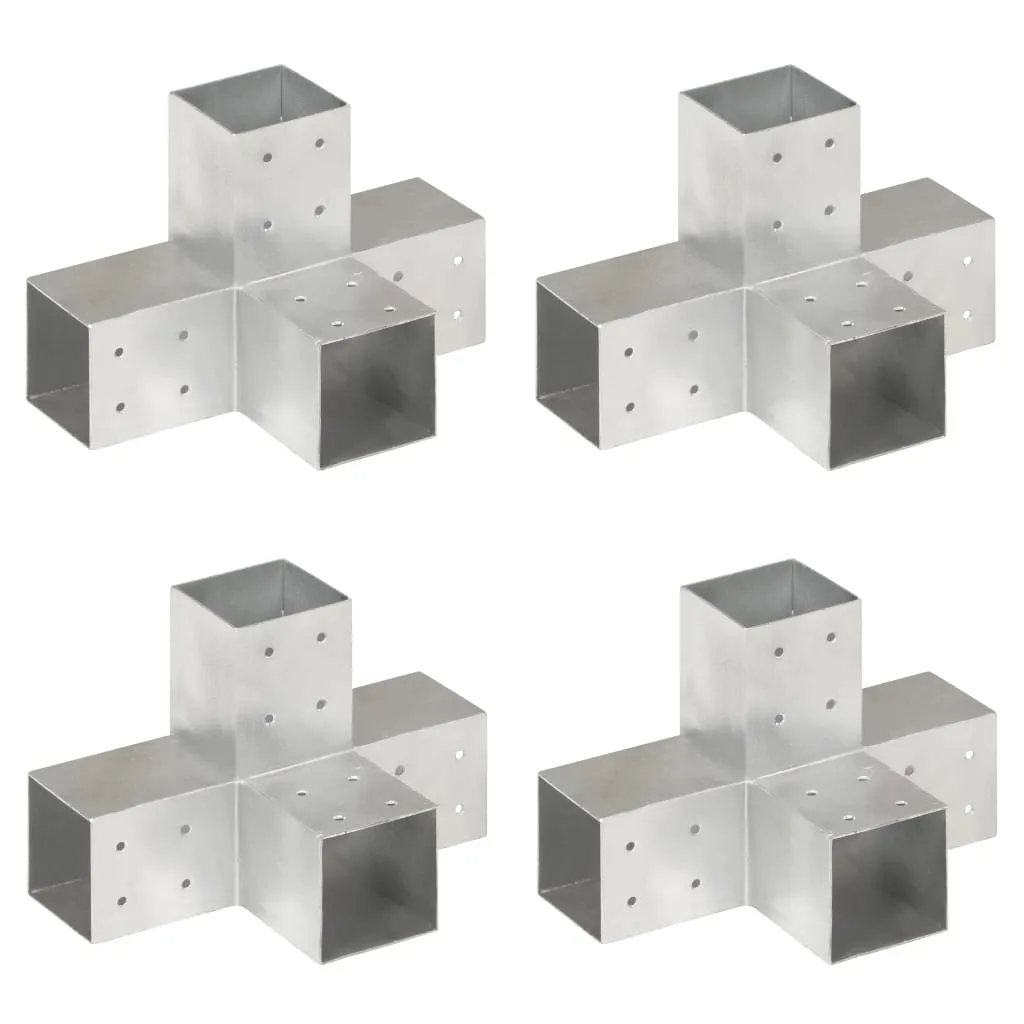 Post Connectors 4 pcs X Shape Galvanised Metal 81x81 mm