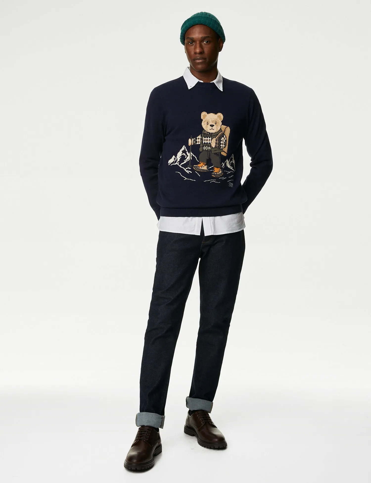 Pure Cotton Spencer Bear™ Ski Scene Jumper