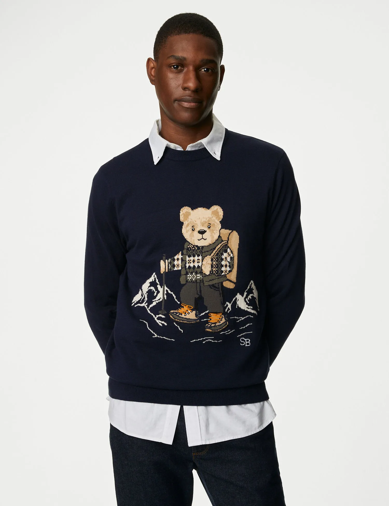 Pure Cotton Spencer Bear™ Ski Scene Jumper