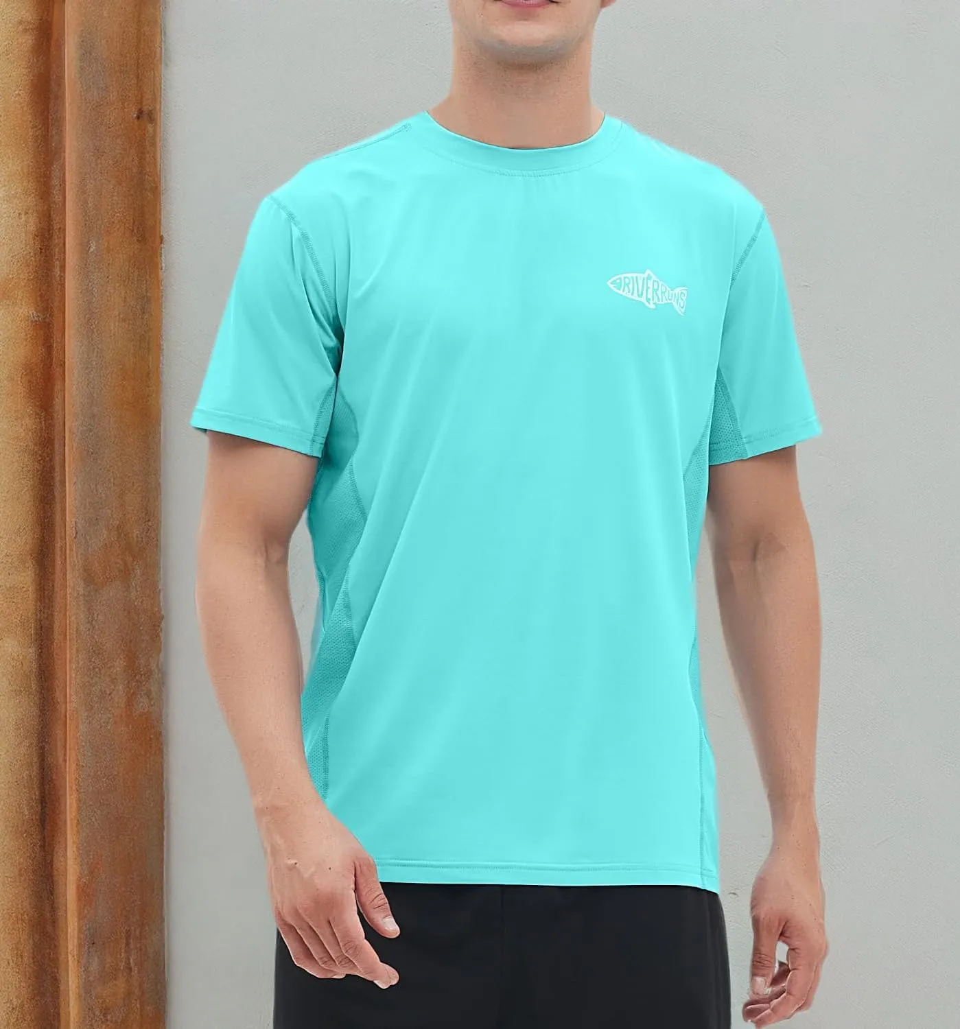 Riverruns Fishing T-Shirt Men??s UPF 50  Sun Protection Fishing Shirt Short Sleeve Performance Tee #1006