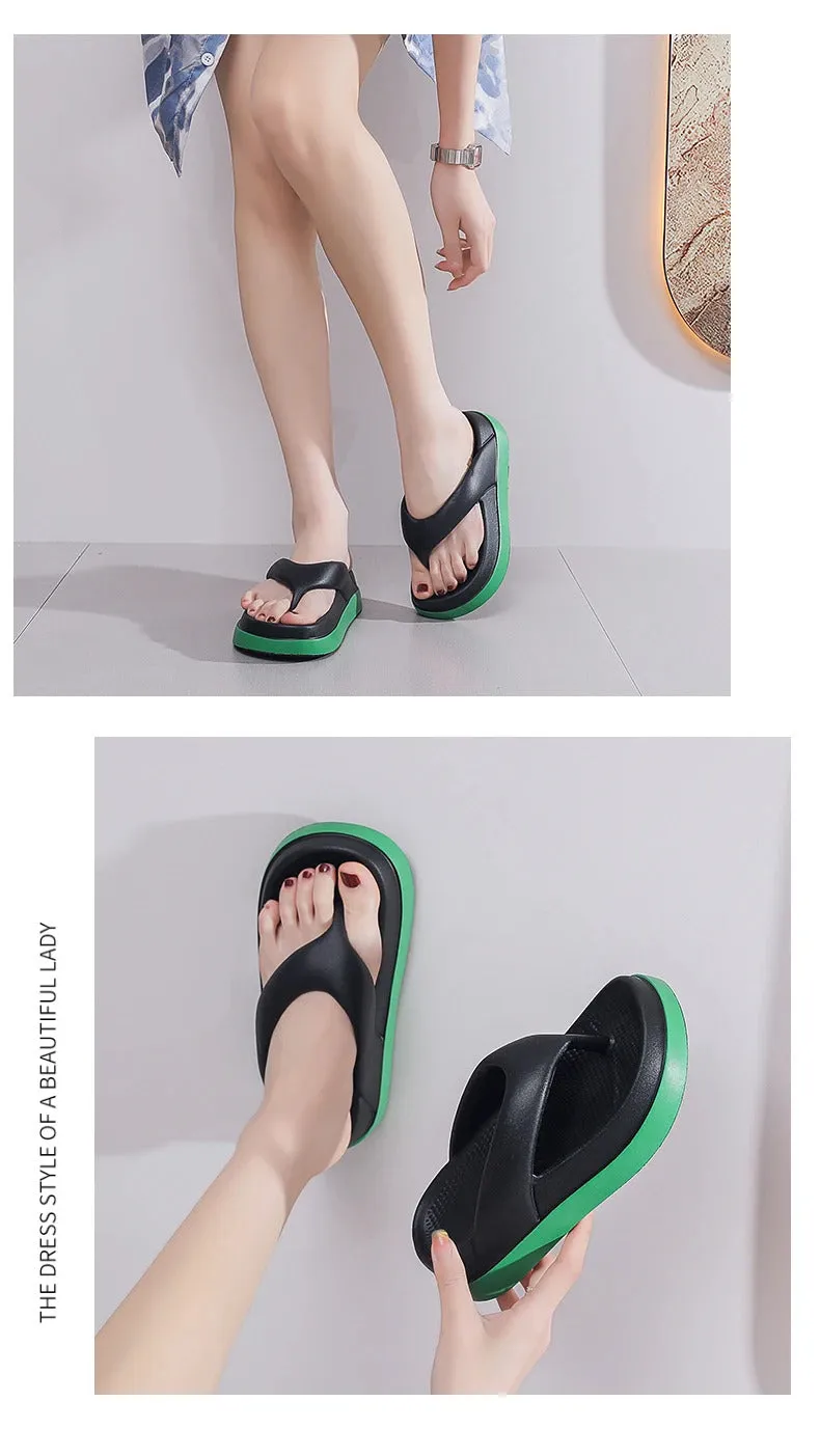 Woman flip flops Popular Design Shoes 2024 trend Casual Platform Sandals non-slip Outdoor slippers Unique features Flat sandals