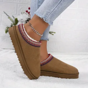 Women's Solid Color Fluffy Boots, Platform Soft Sole Thermal Lining Winter Boots, Non-slip Warm Snow Boots