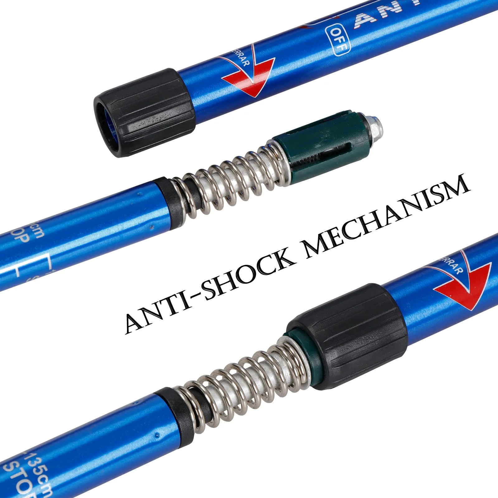 ZENY™ Portable Trekking Poles 2 Pack Lightweight Aluminum Hiking Walking Trail Poles Walking Sticks with Anti-Shock Mechanism and Ergonomic Grips,Length Adjustable from 25.5'' Up to 53'',1 Pair