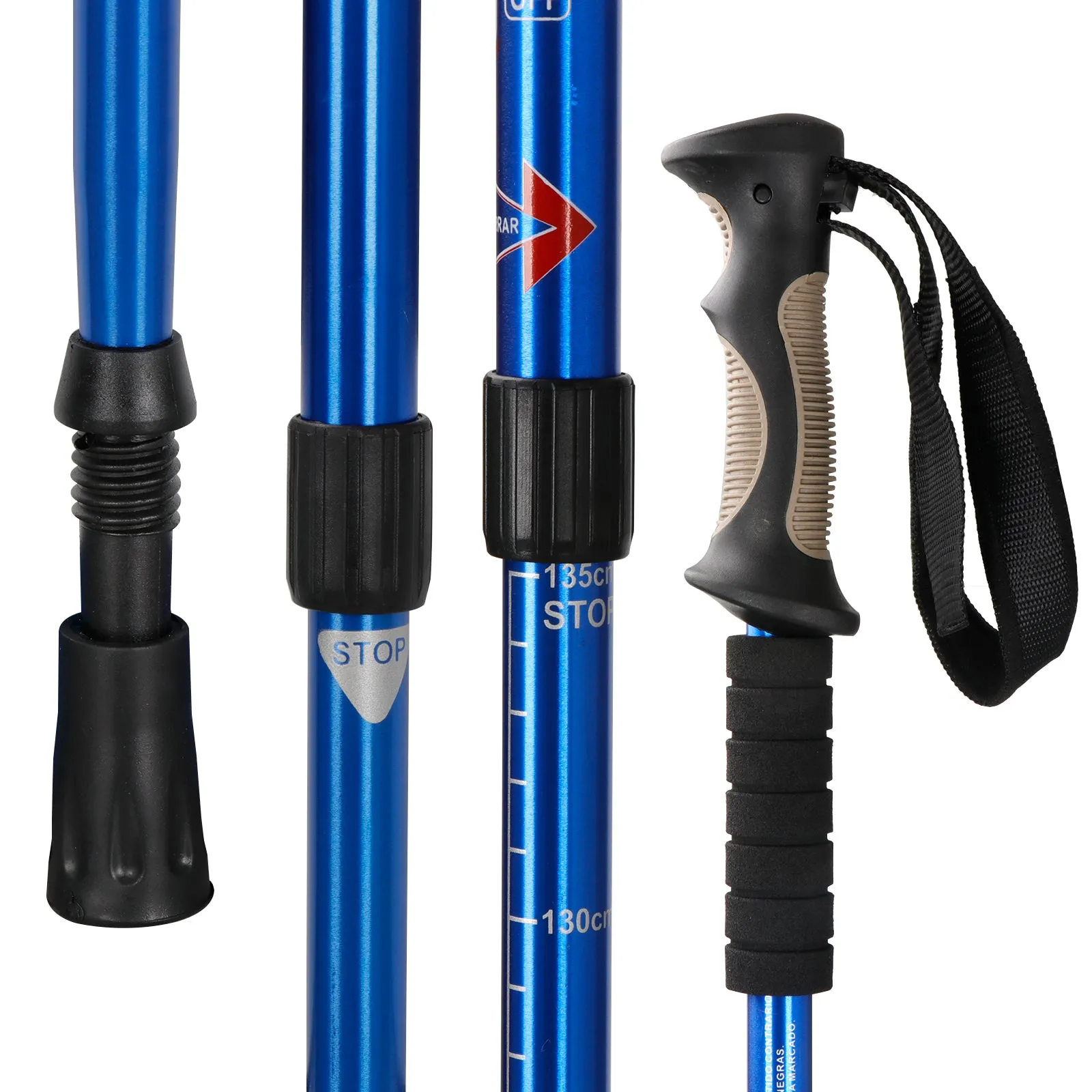 ZENY™ Portable Trekking Poles 2 Pack Lightweight Aluminum Hiking Walking Trail Poles Walking Sticks with Anti-Shock Mechanism and Ergonomic Grips,Length Adjustable from 25.5'' Up to 53'',1 Pair
